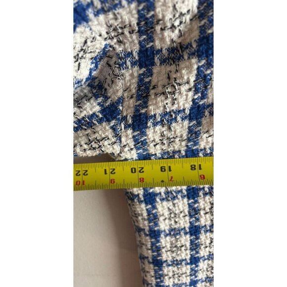 LCW Vision Womens Long Sleeve Button Down Shirt Jacket White Blue Plaid Sz M/L - Picture 6 of 10